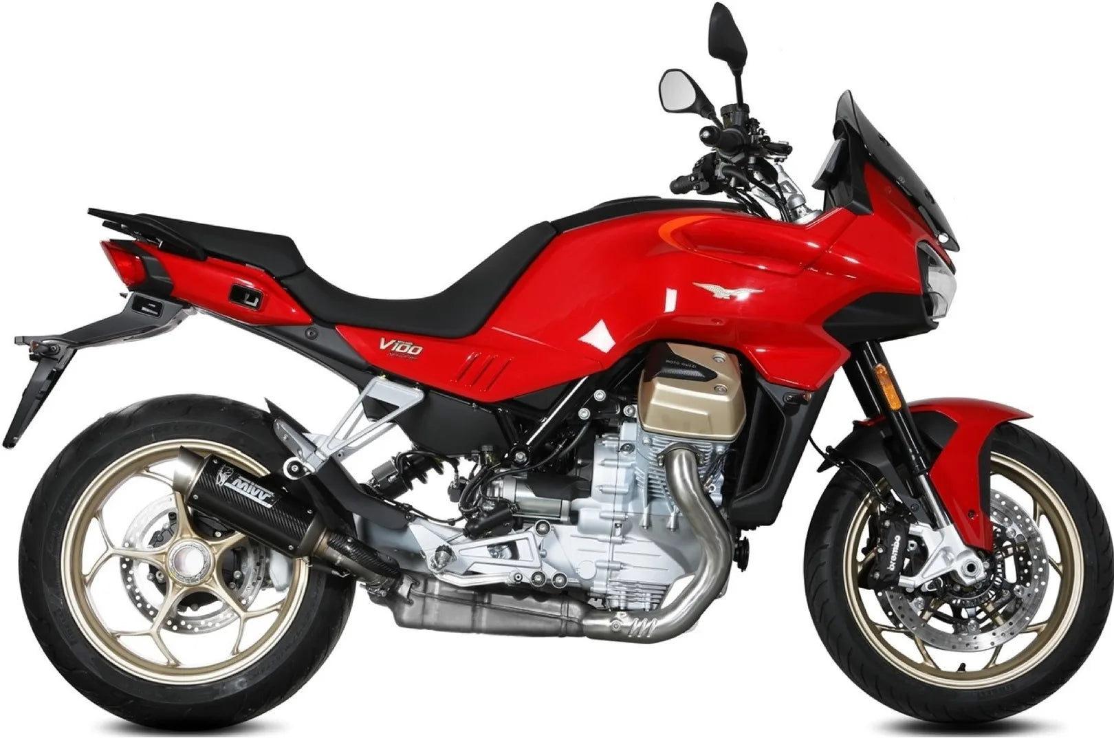 Système D'Échappement Complet Sans Catalyseur Et Homologué Au Niveau Sonore Gppro Carbon - Mivv Compatible Avec Moto Guzzi V 100 Mandello 1000 (2022-2024)