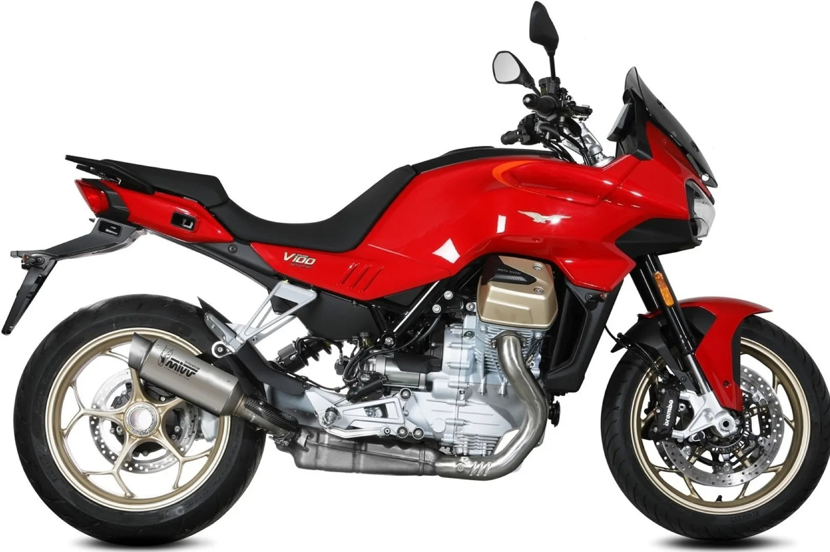Système D'Échappement Complet Sans Catalyseur Et Homologué Au Niveau Sonore Gppro Titanium - Mivv Compatible Avec Moto Guzzi V 100 Mandello 1000 (2022-2024)