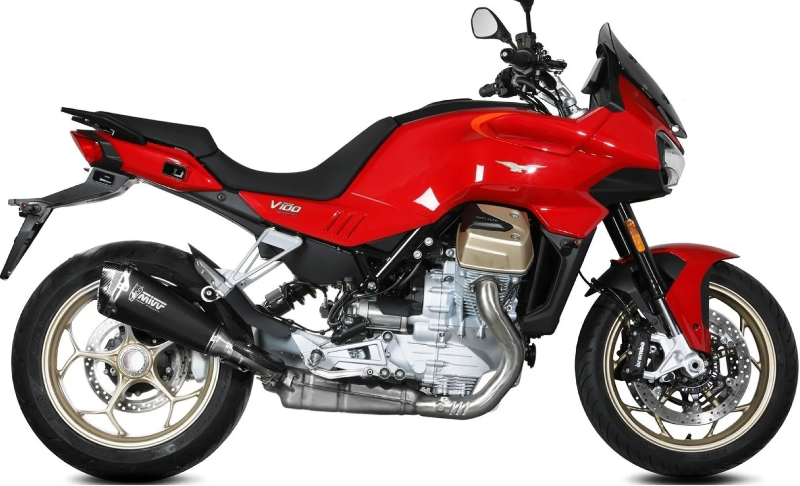 Système D'Échappement Complet Sans Catalyseur Et Homologué Au Niveau Sonore Delta Race Acier Noir Carbon - Mivv Compatible Avec Moto Guzzi V 100 Mandello 1000 (2022-2024)