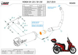 Système D'Échappement Complet Non Catalysé Et Sans Homologation Acoustique Mover Acier Noir - Mivv Compatible Avec Honda Sh 125 (2017-2019)