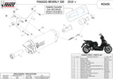 Système D'Échappement Non Catalysé Et Sans Homologation Acoustique Mover Acier Noir - Mivv Compatible Avec Piaggio Beverly 300 (2010-2020)