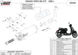 Non-Catalytic Exhaust Tip With Sound Certification Mover Steel Black - Mivv Compatible With Piaggio Vespa Gts 300 (2008-2020)
