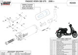 Système D'Échappement Catalytique Avec Homologation Acoustique Mover Acier Noir - Mivv Compatible Avec Piaggio Vespa Gts 300 (2008-2020)
