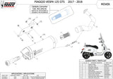 Système D'Échappement Complet Sans Catalyseur Et Homologué Au Niveau Sonore Mover Acier Noir - Mivv Compatible Avec Piaggio Vespa Gts 125 (2017-2018)