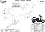 Système D'Échappement Catalytique Avec Homologation Acoustique Mover Acier Noir - Mivv Compatible Avec Yamaha X-Max 250 (2006-2016)