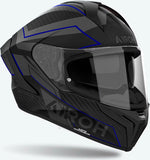 Casque Intégral Pour Moto Airoh Matryx - Mxse18 Composite Carbon Bleu Mat Sentinel Taille L