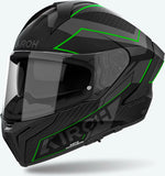 Casque Intégral Pour Moto Airoh Matryx - Mxse33 Composite Carbon Vert Mat Sentinel Taille S