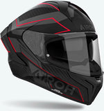 Casque Intégral Pour Moto Airoh Matryx - Mxse55 Composite Carbon Rouge Mat Sentinel Taille Xxl