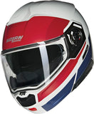 Casque Modulable Travelling Pour Moto Nolan N90-3 Blanc / Rouge / Bleu Roboto 345 Taille L