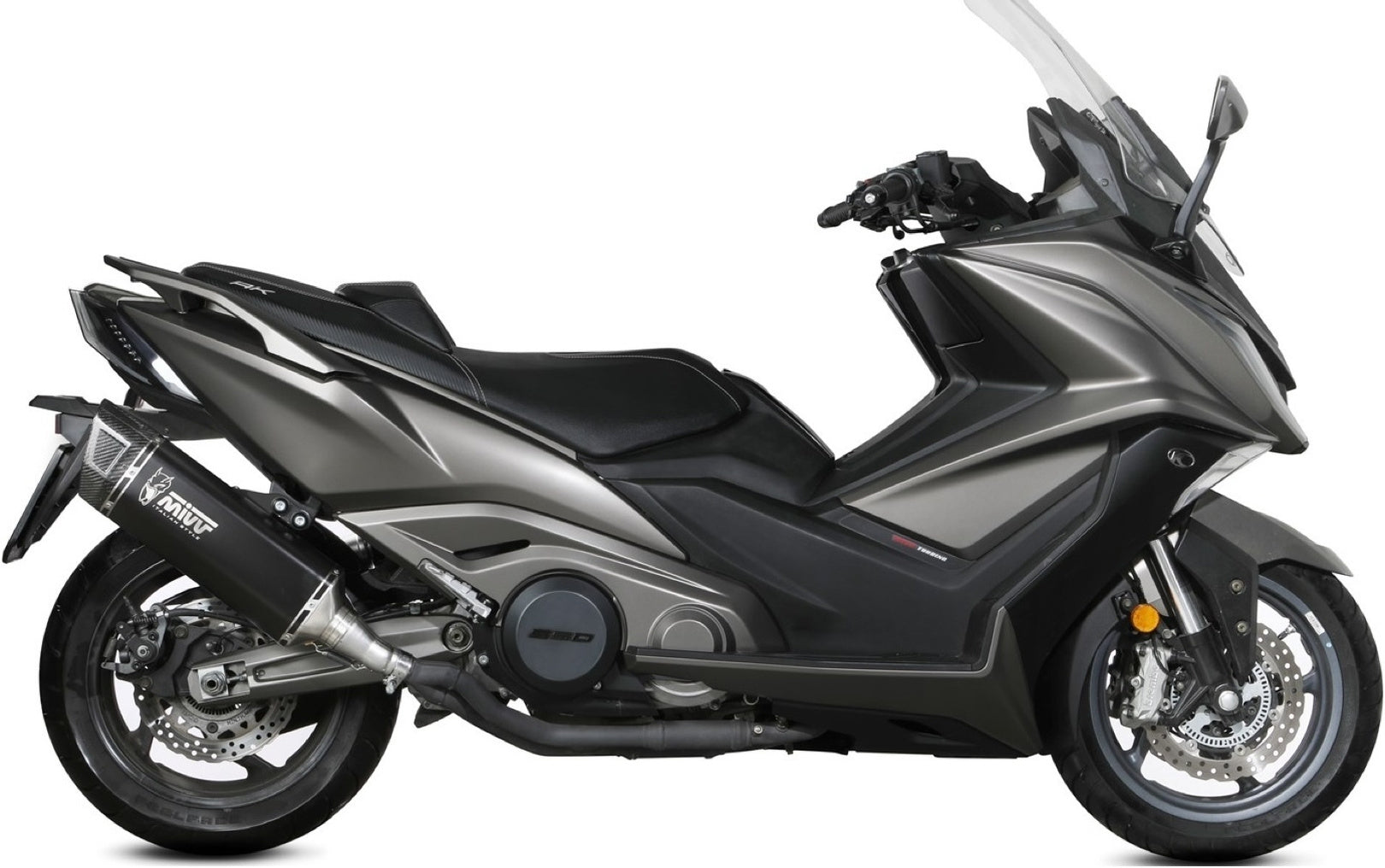 Complete Exhaust System Without Catalytic Converter And Without Sound Certification Sr-1 Steel Black - Mivv Compatible With Kymco Ak 550 (2021-2024)