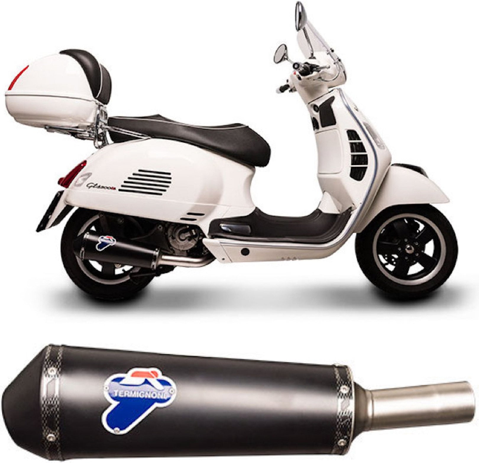 Complete Exhaust System Without Catalytic Converter And Without Sound Certification Oval Steel Black - Termignoni Compatible With Piaggio Vespa 300 (2008-2022)