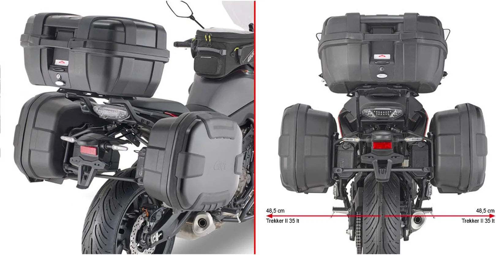 Valises Laterales Monokey Noir 66 Lt Nylon - Givi Compatible Avec Yamaha Tracer 7 - Gt (2020-2024)