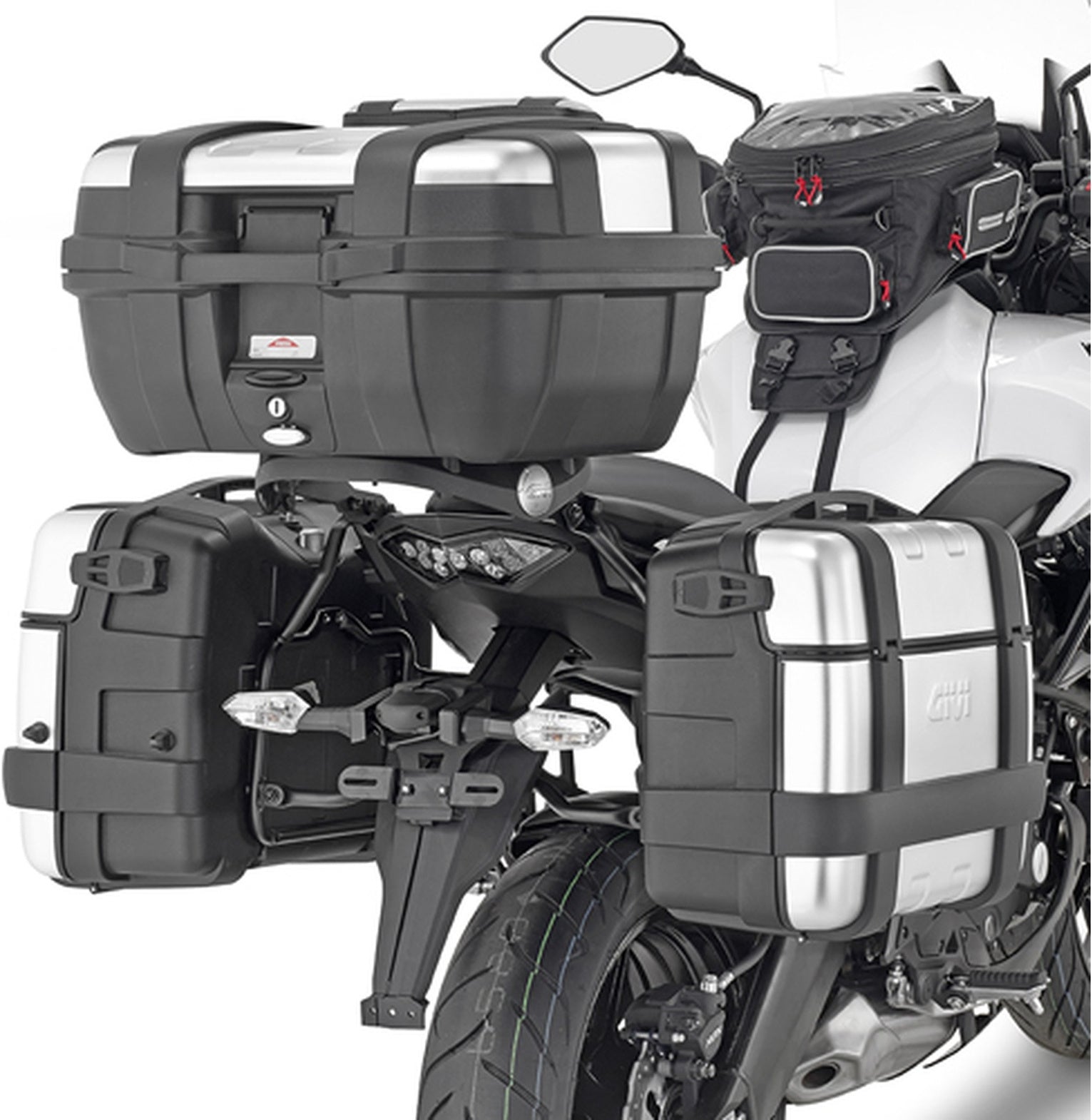Trekker Dolomiti Aluminium Top Case + Side Cases - 106 Lt Trekker Dolomiti Aluminium - Givi Compatible With Kawasaki Versys 650 (2015-2021)