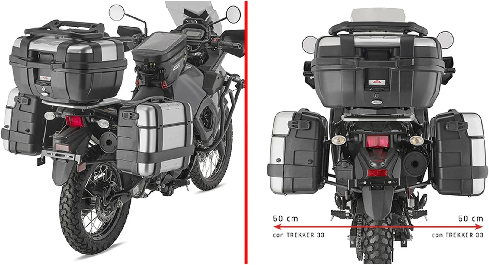 Valises Laterales Monokey Trekker Dolomiti Aluminium Noir 72 Lt Trekker Dolomiti Aluminium - Givi Compatible Avec Kawasaki Klr 650 - S (2023-2024)