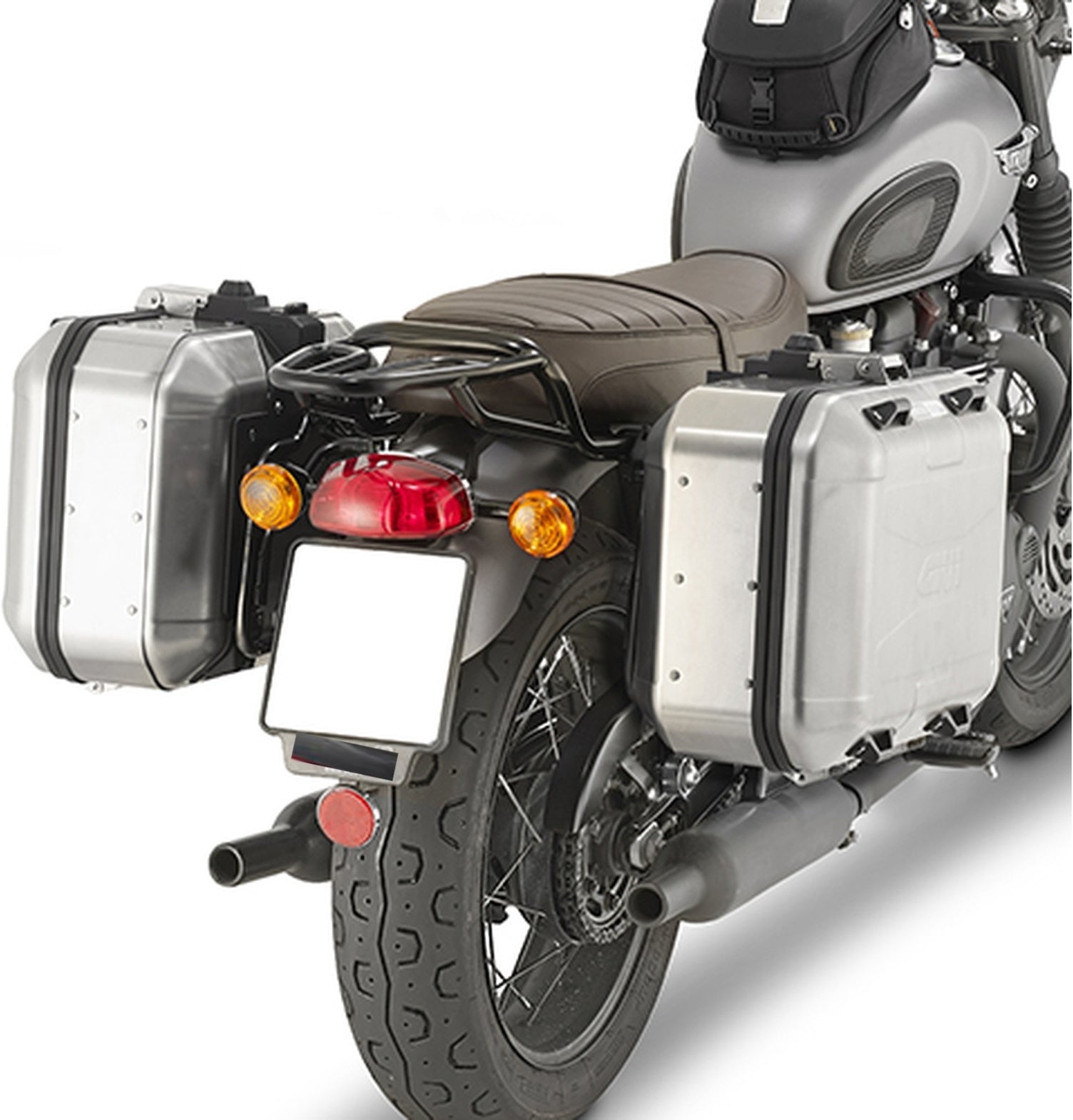 Black Tech Top Case + Side Cases - 84 Lt Technopolymer - Givi Compatible With Triumph Bonneville T100 (2017-2022)