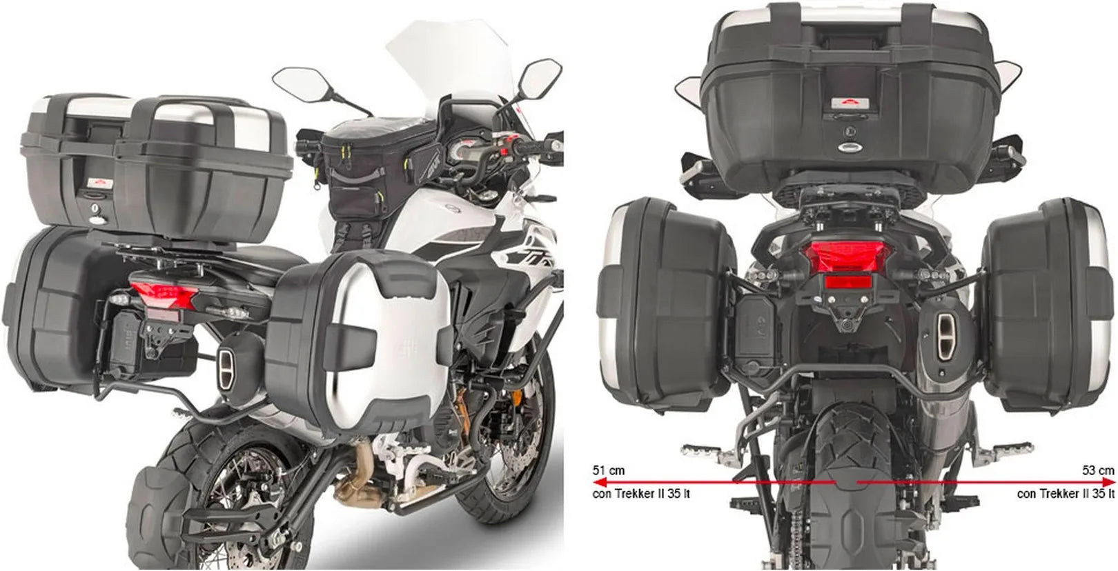 Valises Laterales Monokey Trekker Dolomiti Aluminium Noir 72 Lt Trekker Dolomiti Aluminium - Givi Compatible Avec Benelli Trk 502 X (2018-2019)