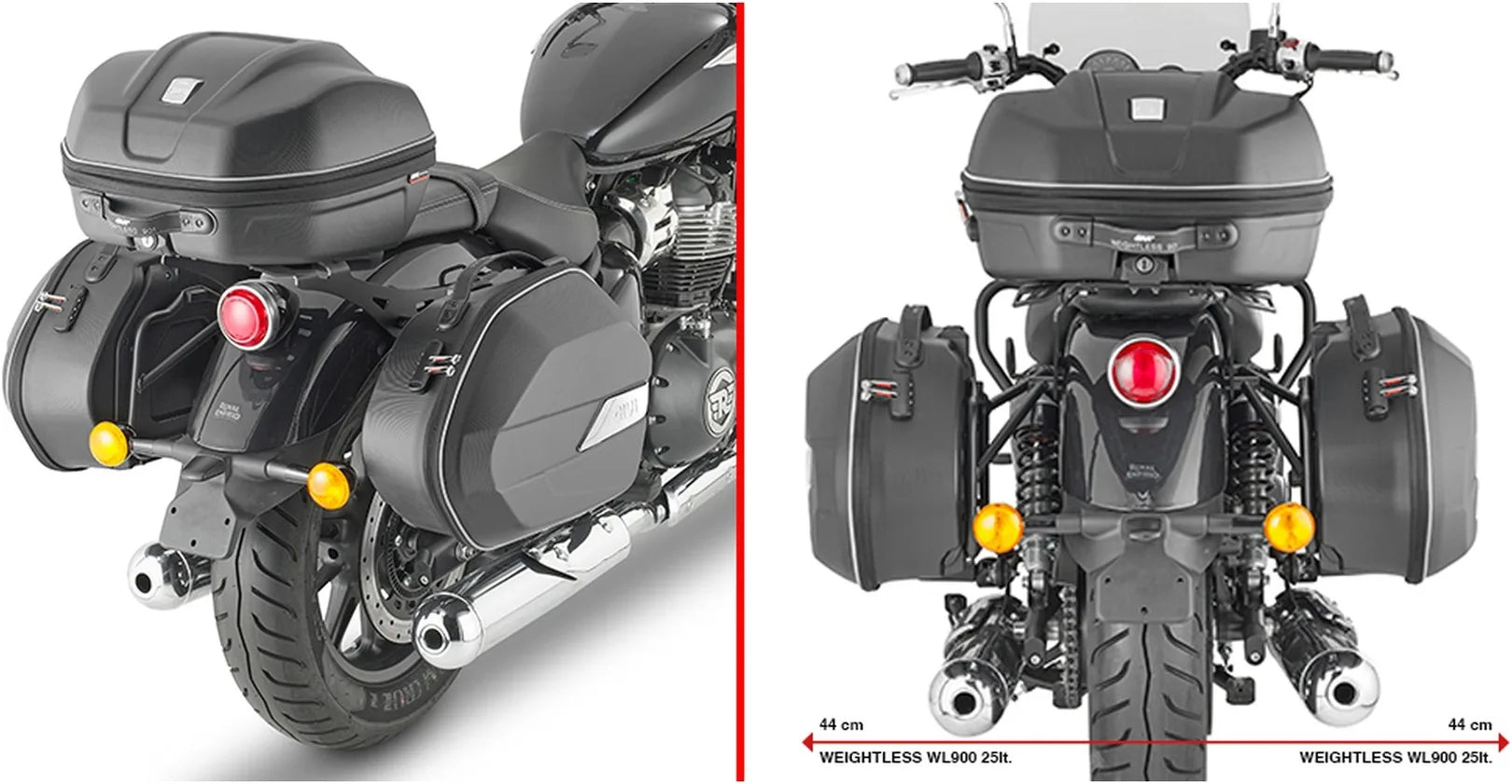 Valises Laterales Monokey Trekker Alaska Aluminium Noir 72 Lt Trekker Alaska Aluminium - Givi Compatible Avec Royal Enfield Super Meteor 650 (2023-2024)