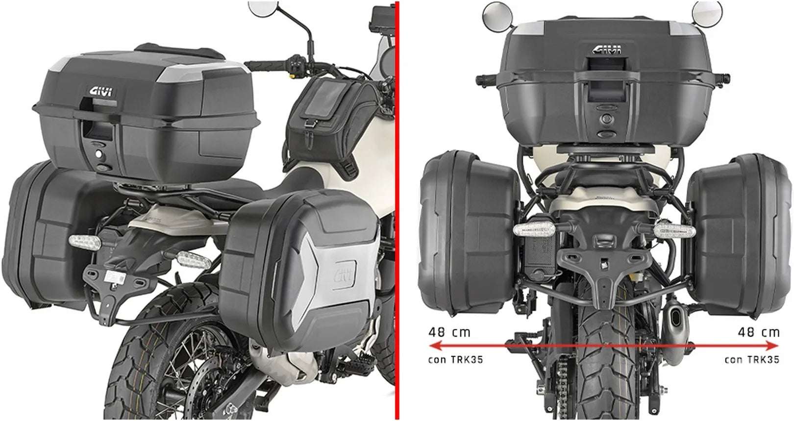 Valises Laterales Monokey Noir 44 Lt Technopolymères - Givi Compatible Avec Royal Enfield Himalayan 450 (2024)