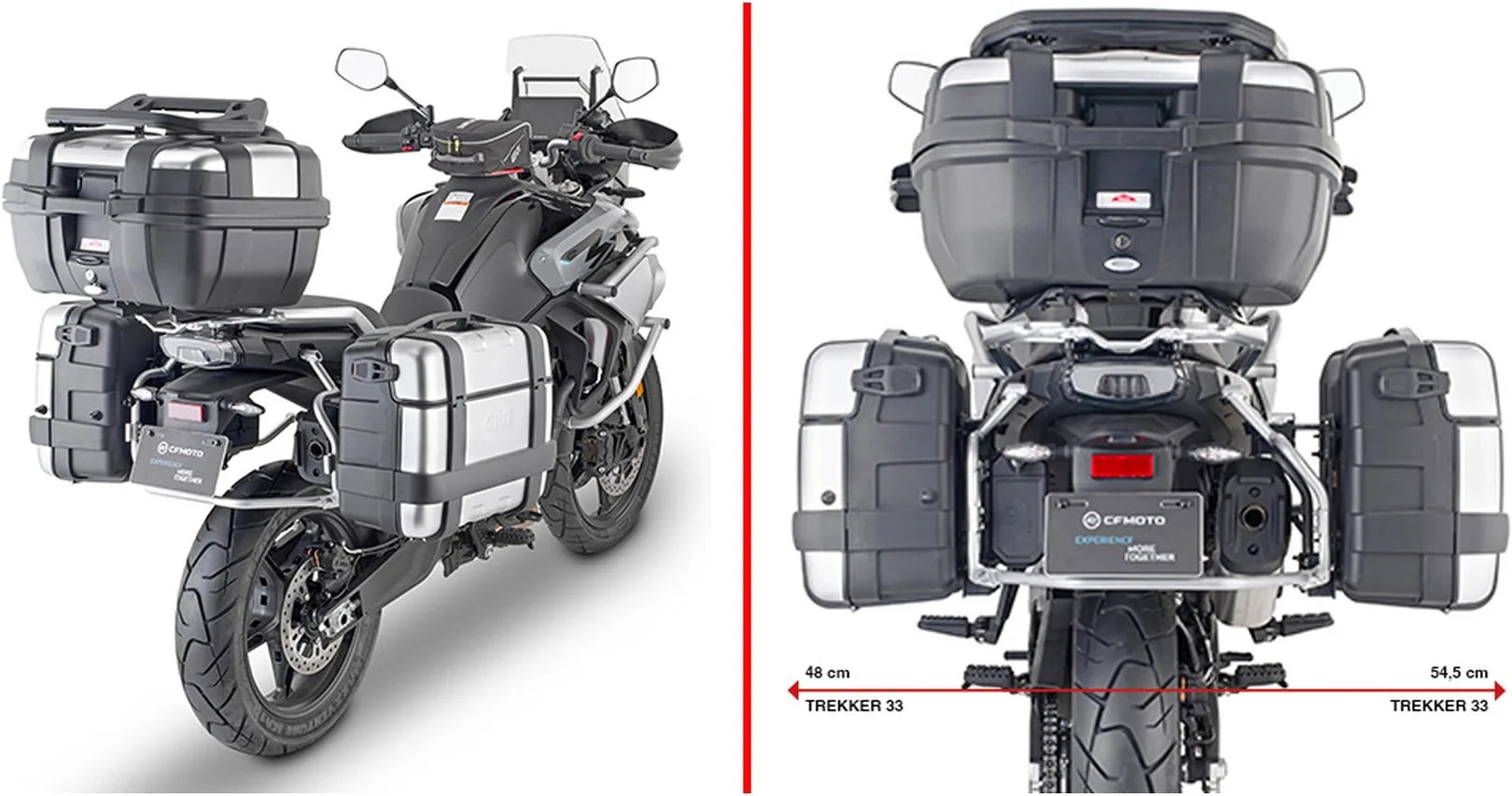 Valises Laterales Monokey Noir 44 Lt Technopolymères - Givi Compatible Avec Cfmoto 800 Mt (2022-2024)