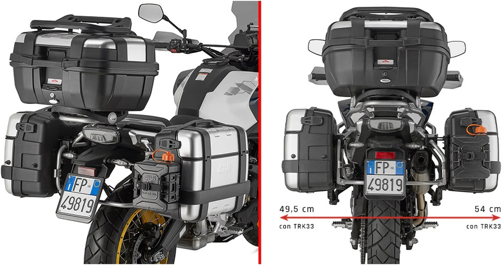 Valises Laterales Monokey Noir 44 Lt Technopolymères - Givi Compatible Avec Cfmoto 700 Mt Adv (2025)