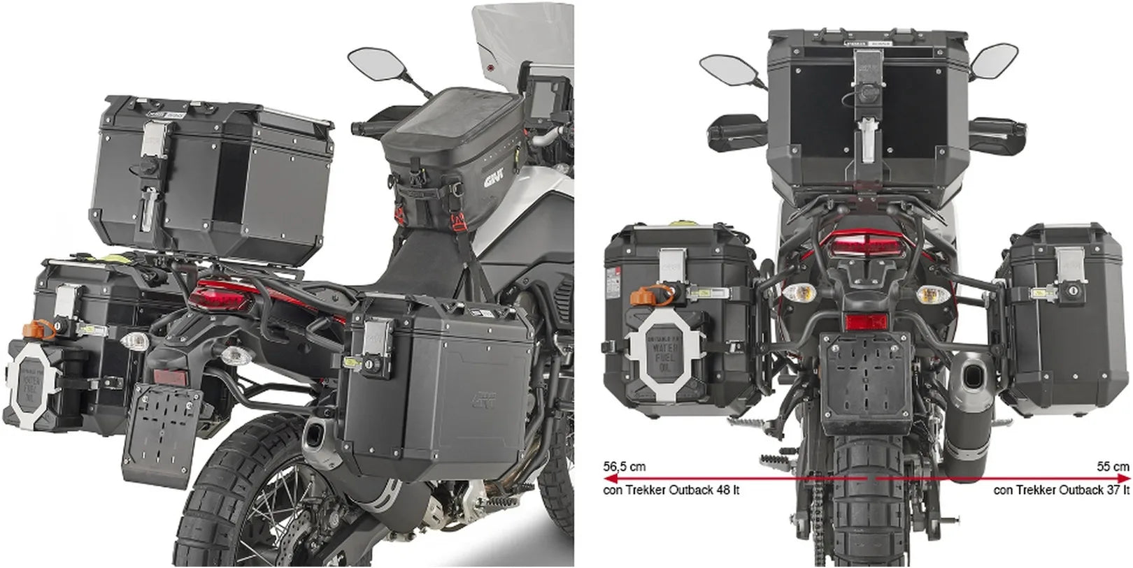 Valises Laterales Monokey Cam-Side Trekker Outback Evo Smart Aluminium Anodisé + Serrure 84 Lt Trekker Outback Evo Smart Aluminium Anodisé - Givi Compatible Avec Yamaha Ténéré 700 (2019-2020)