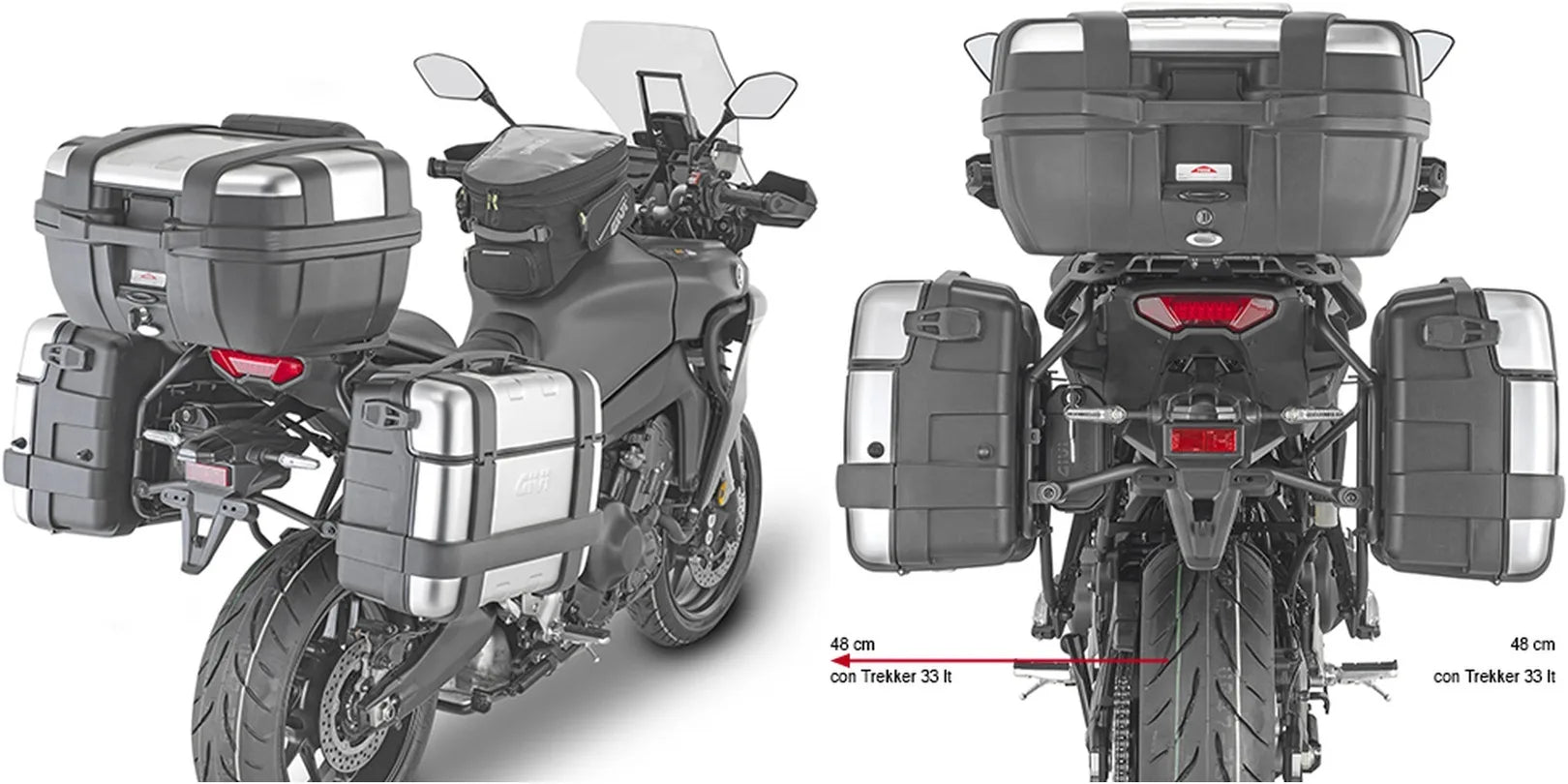 Valises Laterales Monokey Noir 66 Lt Nylon - Givi Compatible Avec Yamaha Tracer 9 - Gt - Gt+ (2021-2024)
