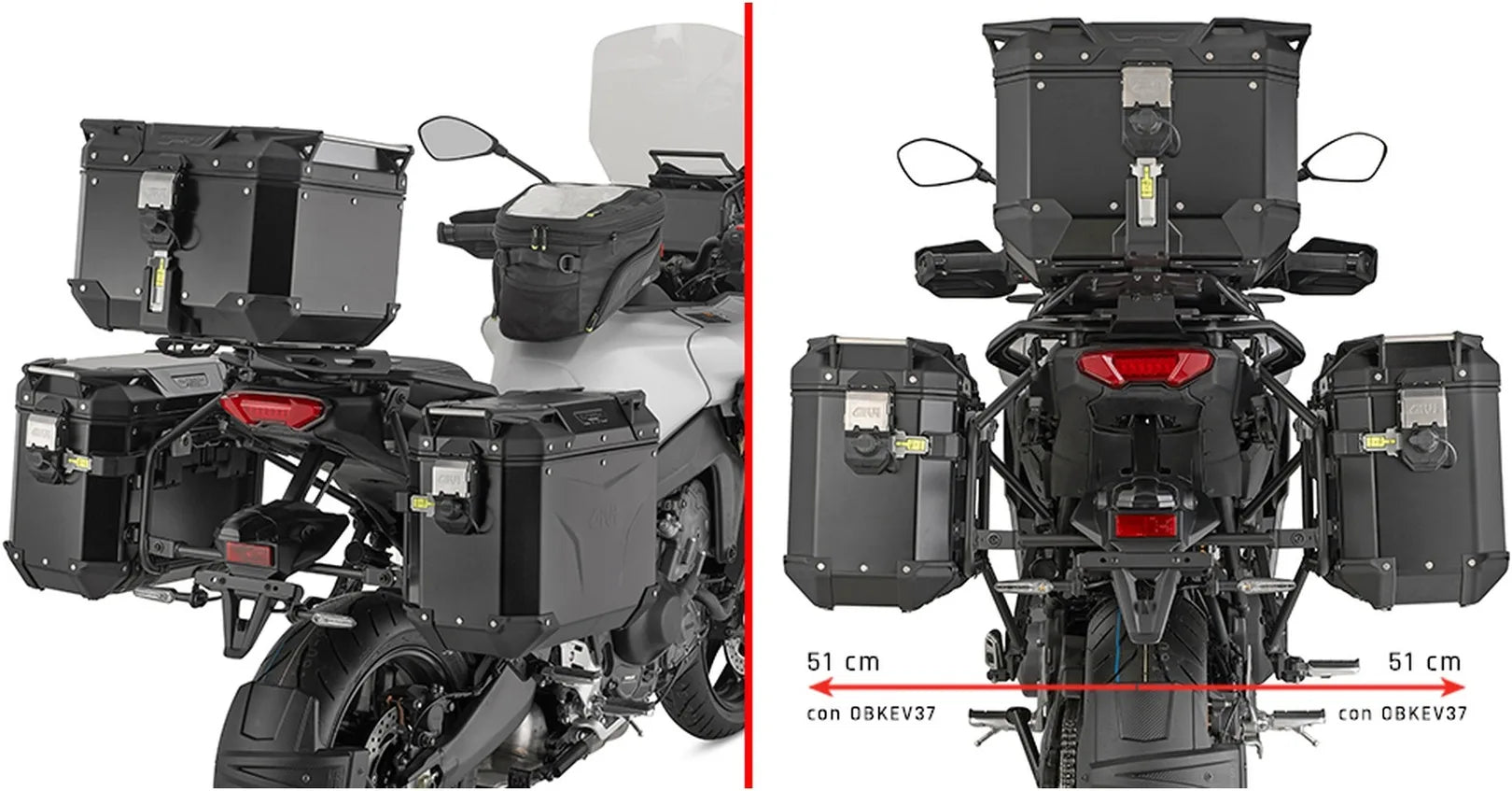 Valises Laterales Monokey Cam-Side Trekker Outback Evo Smart Aluminium Anodisé + Serrure 74 Lt Trekker Outback Evo Smart Aluminium Anodisé - Givi Compatible Avec Yamaha Tracer 9 - Gt - Gt+ (2025)