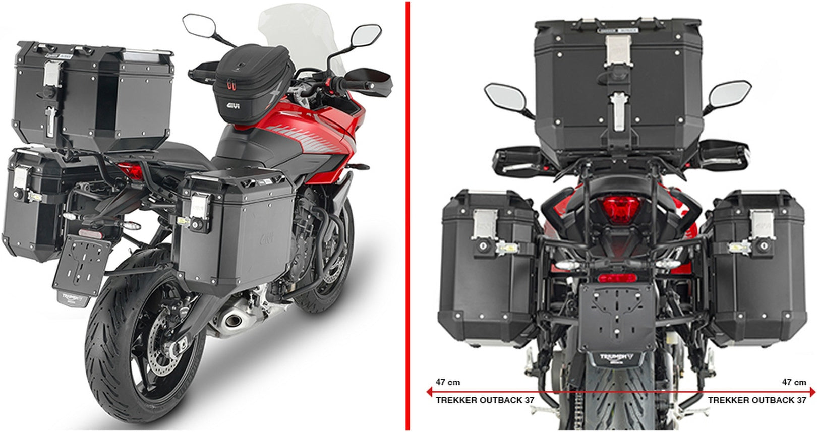Trekker Outback Evo Smart Anodized Aluminium Top Case + Side Cases - 130 Lt Trekker Outback Evo Smart Anodized Aluminium - Givi Compatible With Triumph Tiger 660 Sport (2022-2024)