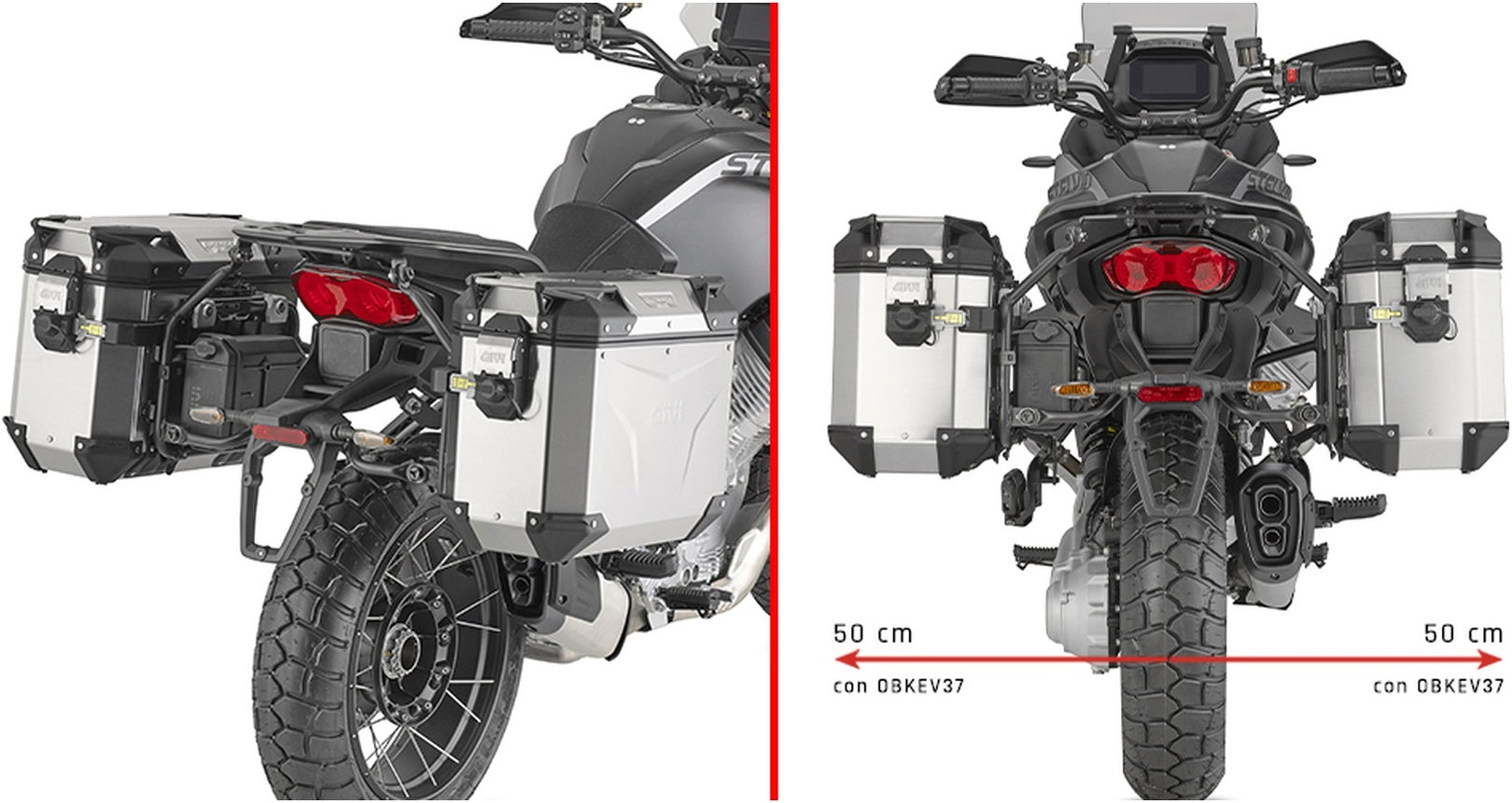 Monokey Cam-Side Trekker Outback Evo Smart Anodized Aluminium Side Cases + Locks - 77 Lt Trekker Outback Evo Smart Anodized Aluminium - Givi Compatible With Moto Guzzi Stelvio 1000 (2024)