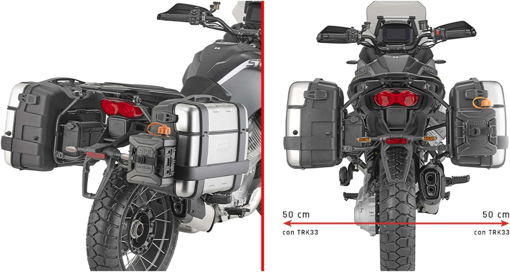 Monokey Trekker Side Cases - 92 Lt Trekker Aluminium - Givi Compatible With Moto Guzzi Stelvio 1000 (2024)