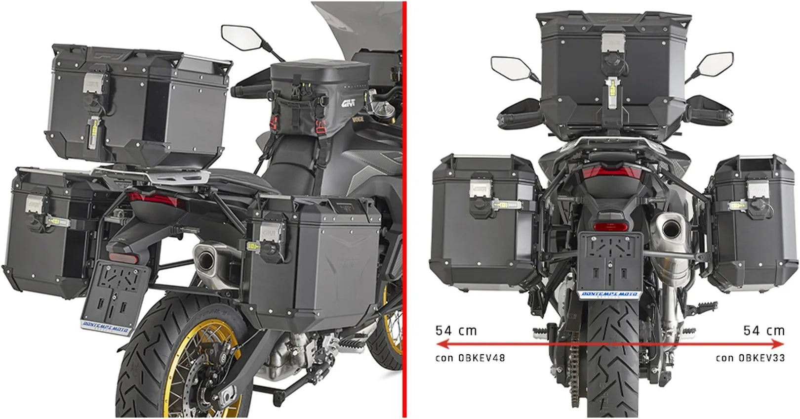 Valises Laterales Monokey Cam-Side Trekker Outback Evo Smart Aluminium Noir + Serrure 77 Lt Trekker Outback Evo Smart Aluminium - Givi Compatible Avec Voge Valico 900 Dsx (2024)
