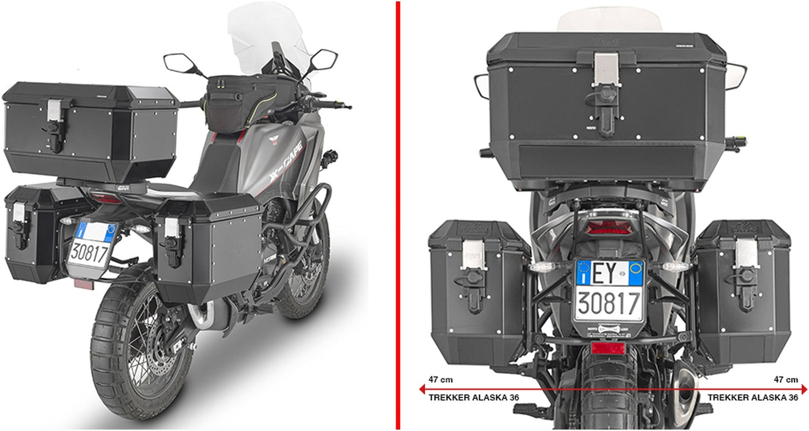 Monokey Black Side Cases - 66 Lt Nylon - Givi Compatible With Moto Morini X-Cape 649 (2021-2024)