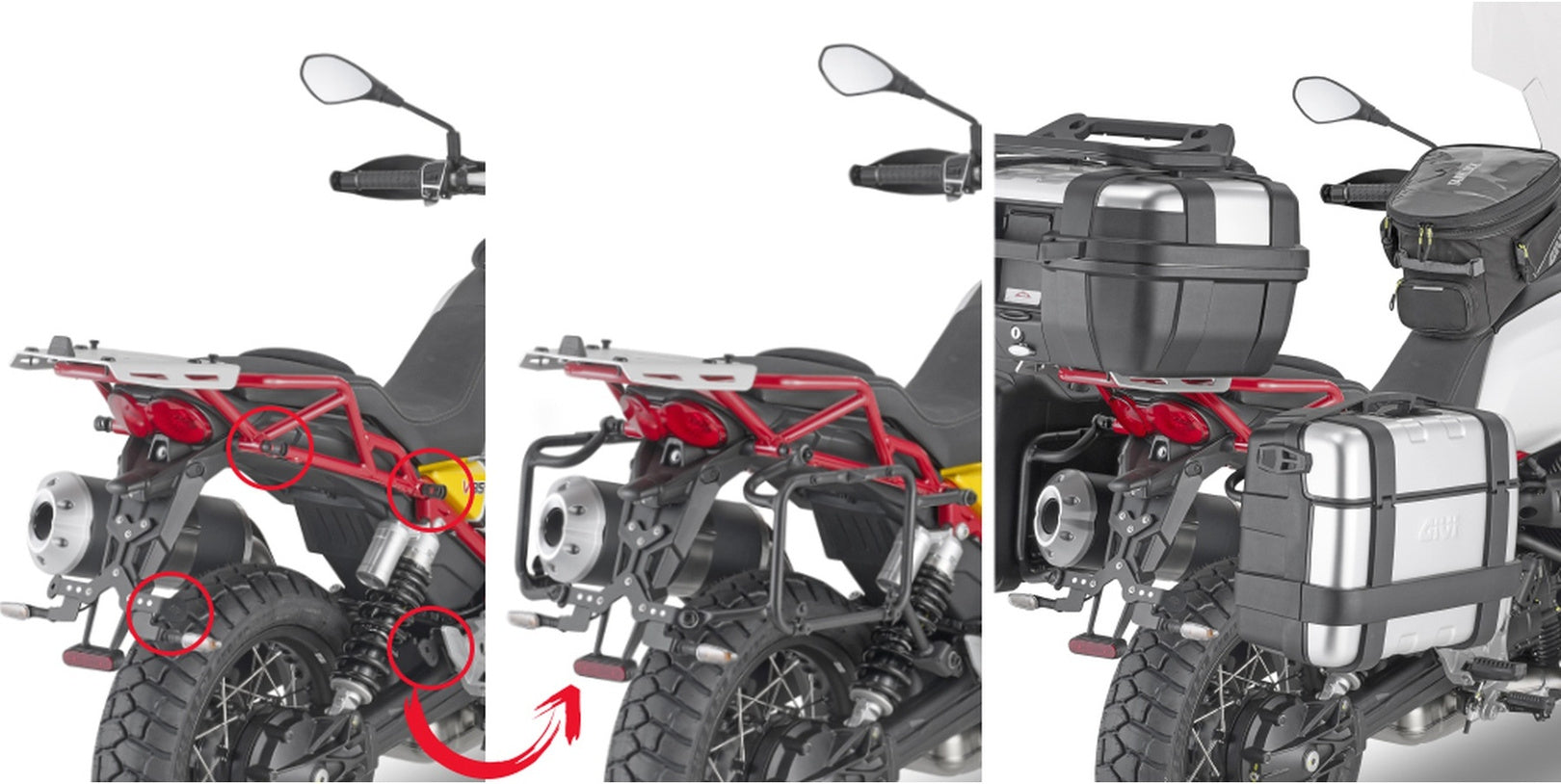 Valises Laterales Monokey Trekker 92 Lt Trekker Aluminium - Givi Compatible Avec Moto Guzzi V85 Tt (2019-2023)