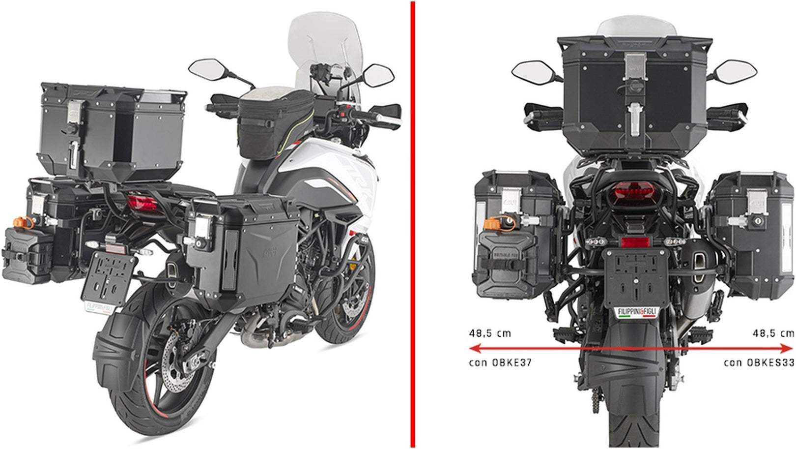 Trekker Outback Evo Smart Anodized Aluminium Top Case + Side Cases R Recessed - 119 Lt Trekker Outback Evo Smart Anodized Aluminium - Givi Compatible With Benelli Trk 702 X (2023-2024)