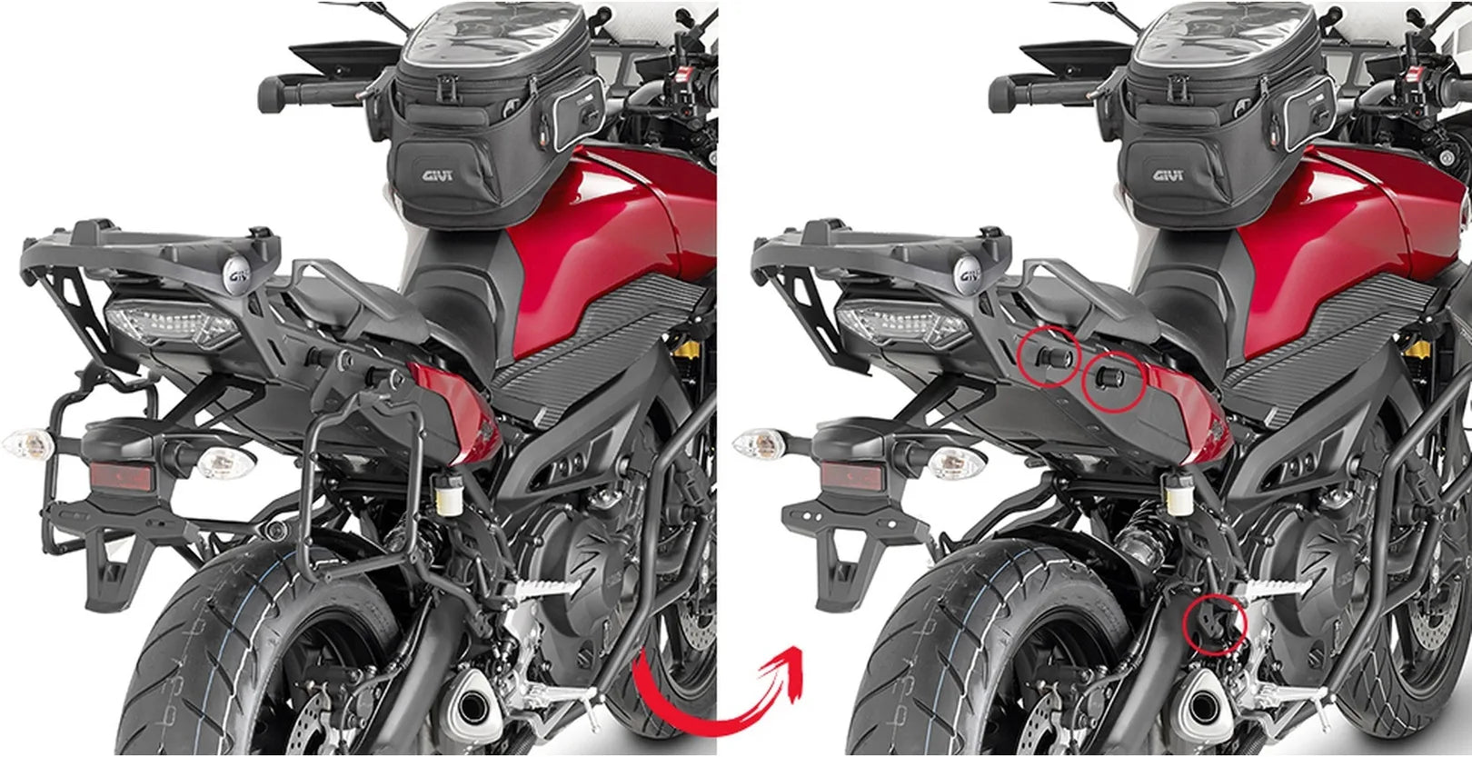 Sacoches Cavalières Monokey Canyon Noir 50 Lt Canyon Nylon - Givi Compatible Avec Yamaha Mt-09 Tracer (2015-2017)