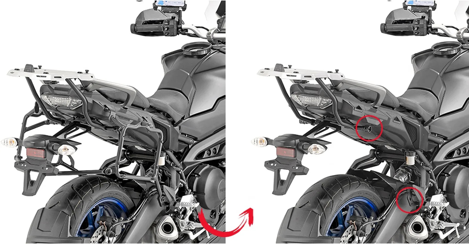Top Case + Valises Laterales Vision Noir Tech 78 Lt Vision Technopolymères - Givi Compatible Avec Yamaha Tracer 900 - Gt (2018-2020)