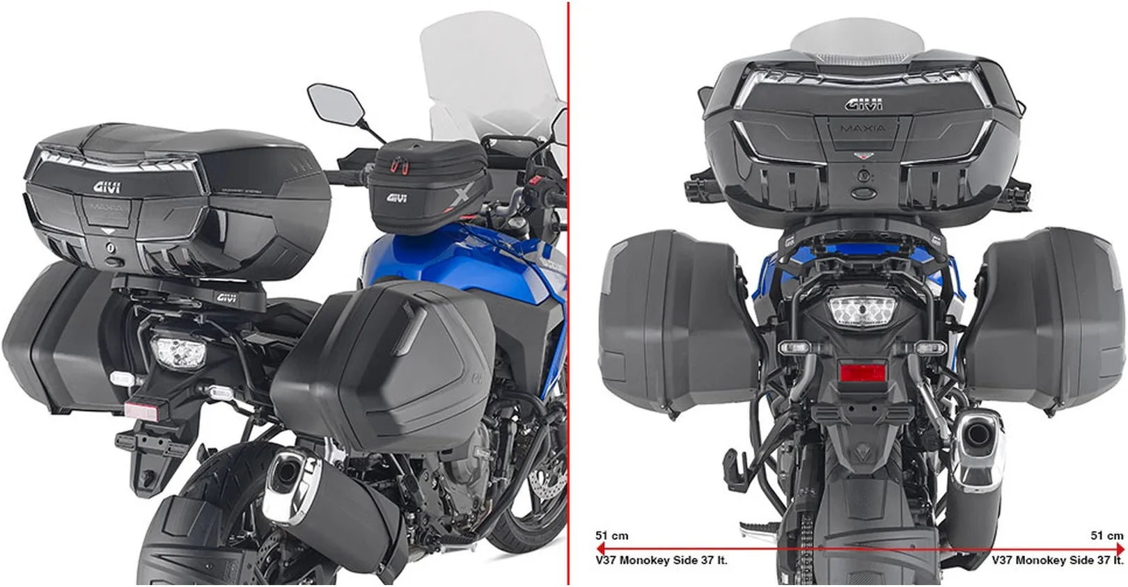 Valises Laterales Monokey Side Noir 70 Lt Technopolymères - Givi Compatible Avec Suzuki V-Strom 800 Se (2023-2024)
