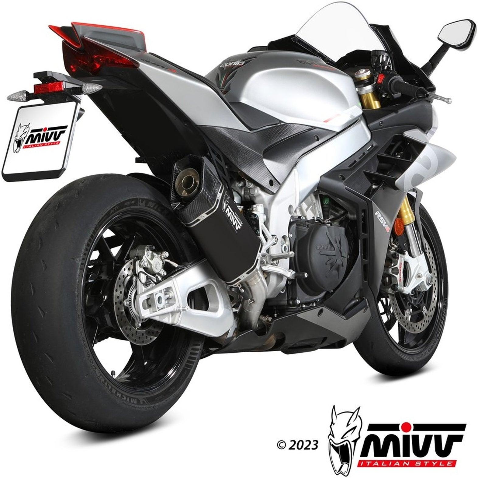 Uncatalysed Exhaust System Without Sound Certification Sr-1 Titanium Black - Mivv Compatible With Aprilia Rsv4 (2021-2024)