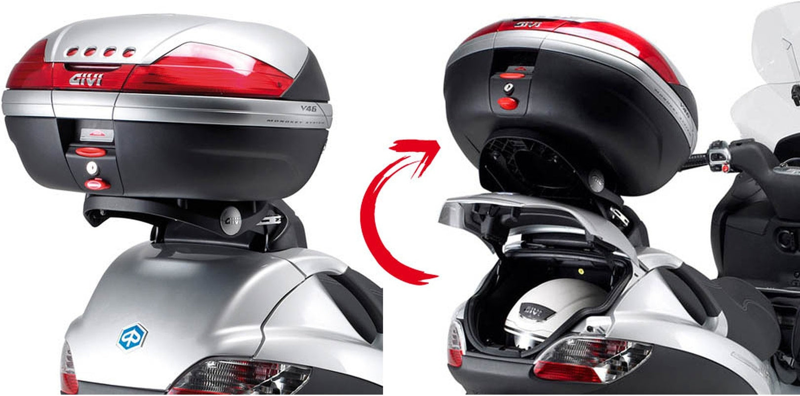 Monokey Trekker Dolomiti Aluminium Top Case - 30 Lt Trekker Dolomiti Aluminium - Givi Compatible With Piaggio Mp3 300 - 400 (2006-2011)