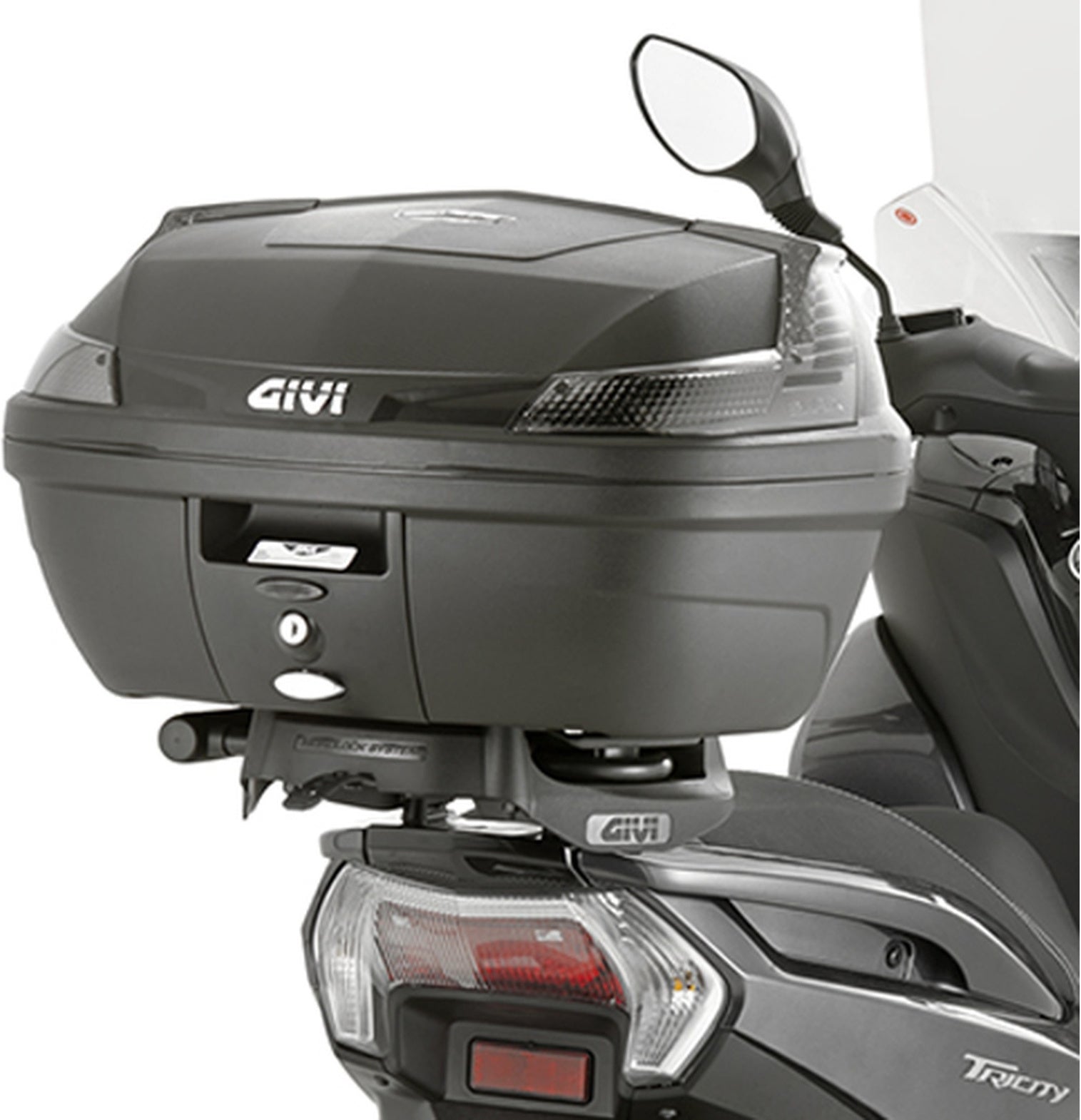 Monolock Riviera Black Tech Top Case - 46 Lt Riviera Technopolymer - Givi Compatible With Mbk Tryptik 125 (2014-2017)