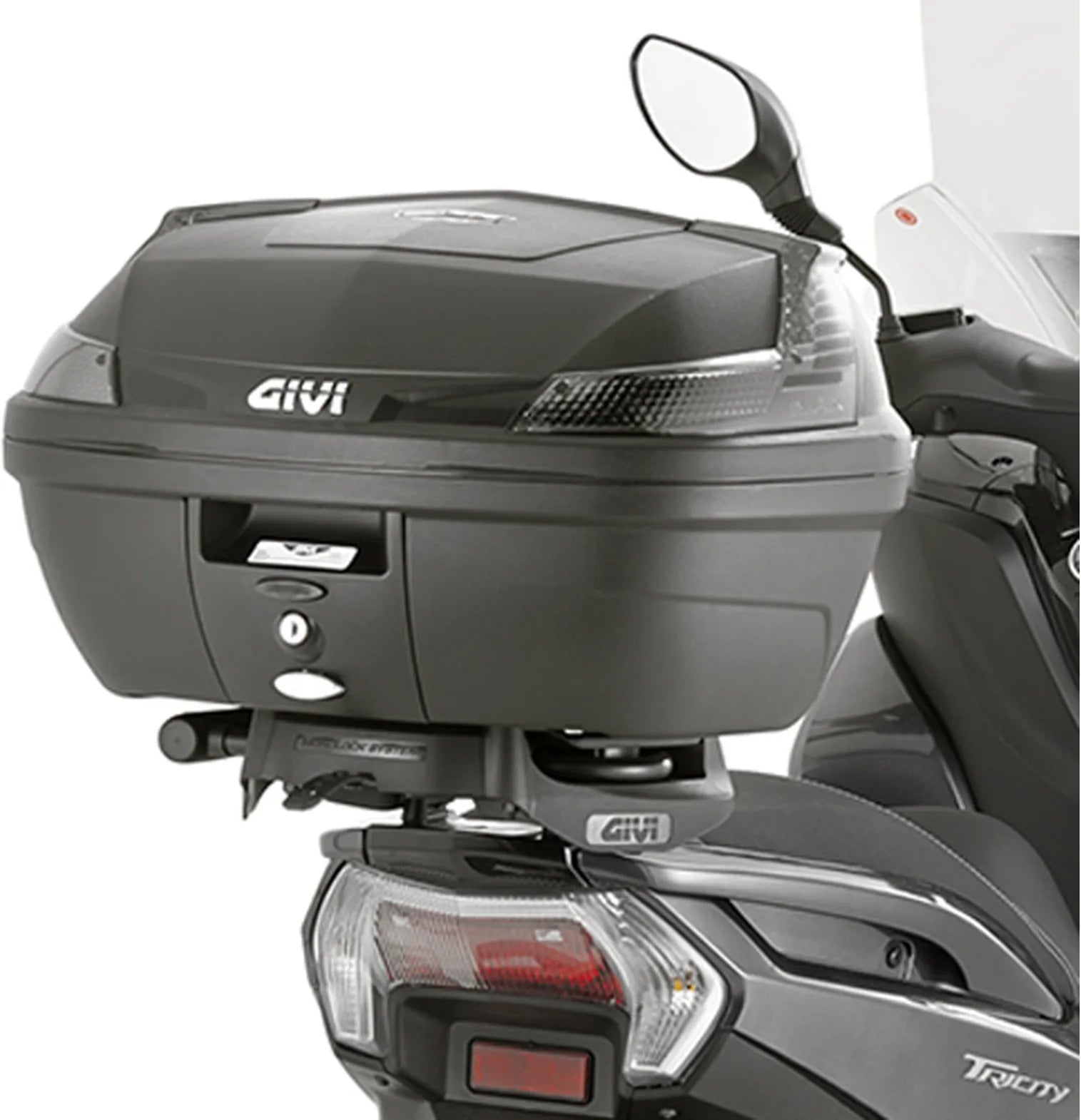Top Case Monolock Riviera Noir Tech 46 Lt Riviera Technopolymères - Givi Compatible Avec Mbk Tryptik 125 (2014-2017)
