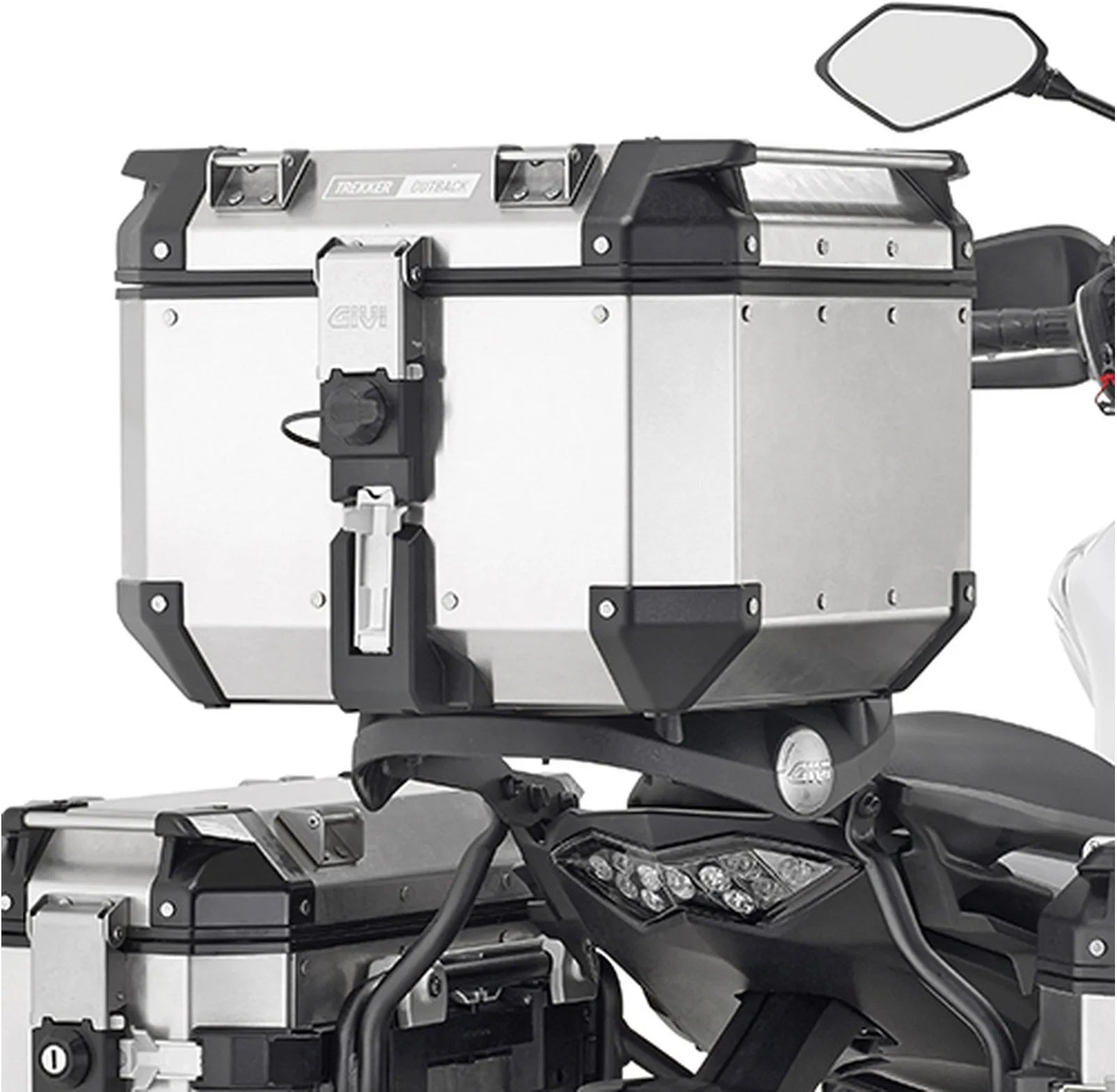 Top Case Monokey Trekker Outback Evo Smart Aluminium Anodisé 58 Lt Trekker Outback Evo Smart Aluminium Anodisé - Givi Compatible Avec Kawasaki Versys 650 (2015-2021)
