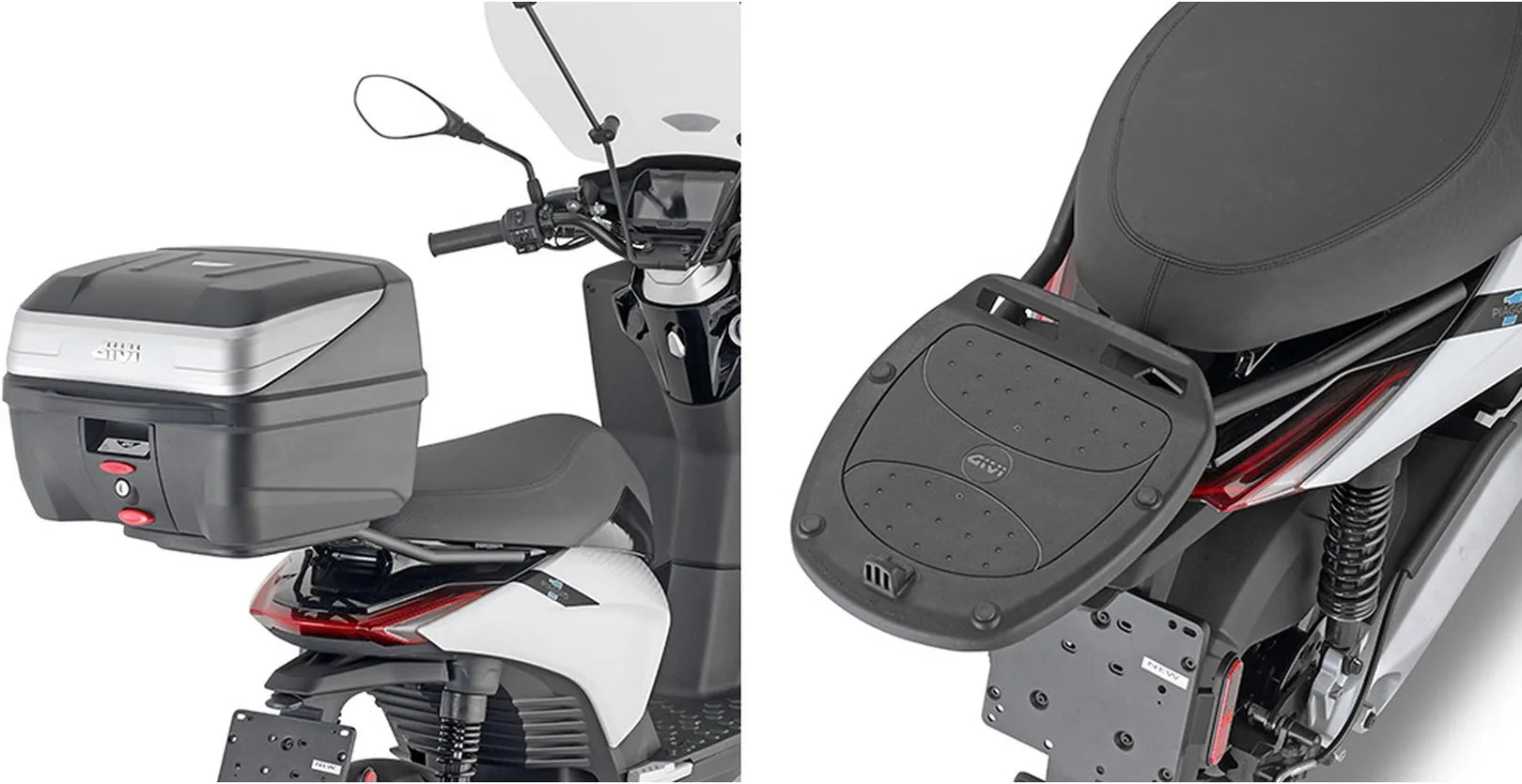 Top Case Monolock Riviera Triple Black 46 Lt Riviera Technopolymères - Givi Compatible Avec Piaggio Electric 1 E (2021-2024)