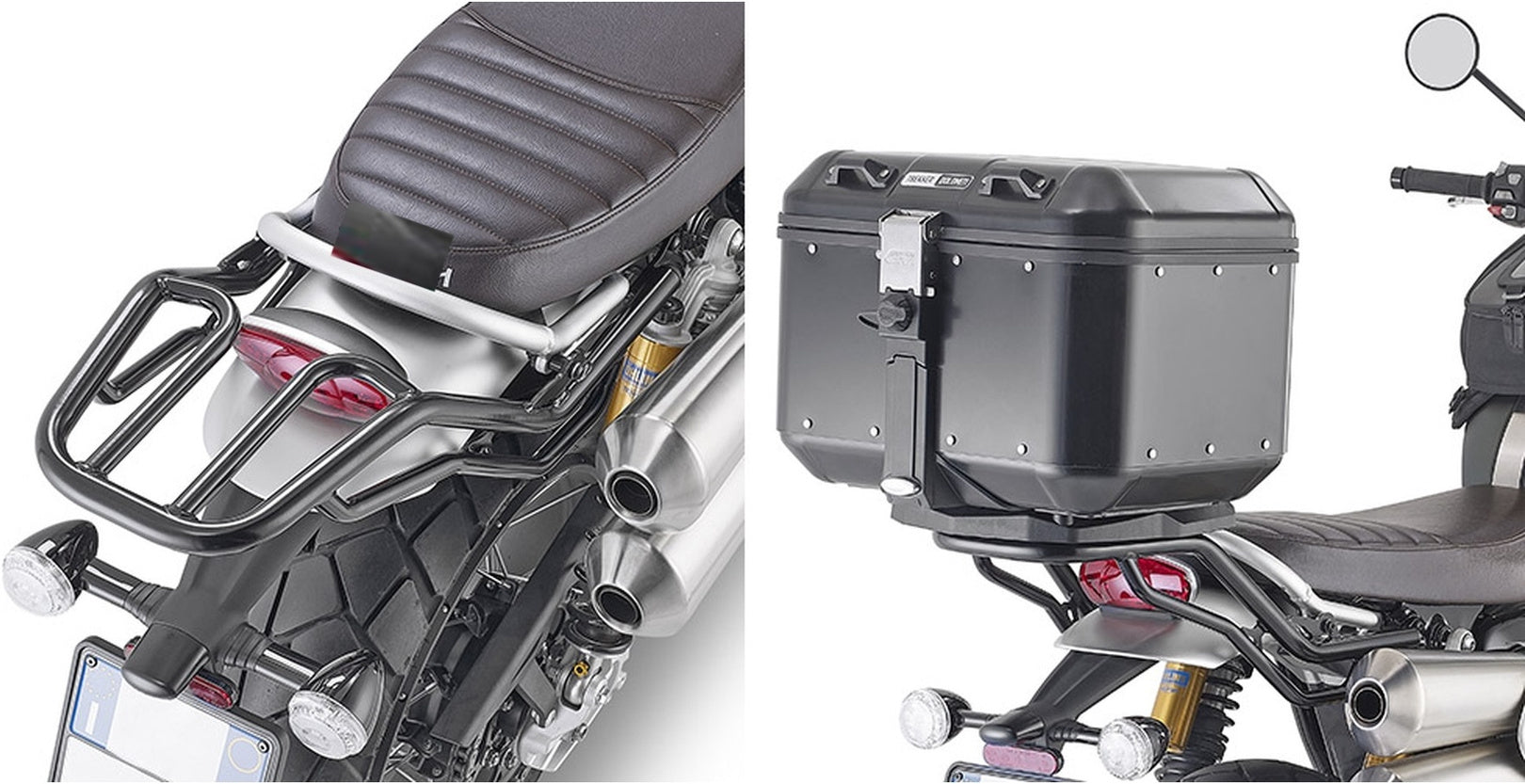 Monokey Trekker Outback Evo Smart Black Aluminium Top Case - 42 Lt Trekker Outback Evo Smart Aluminium - Givi Compatible With Triumph Scrambler 1200 (2019-2024)