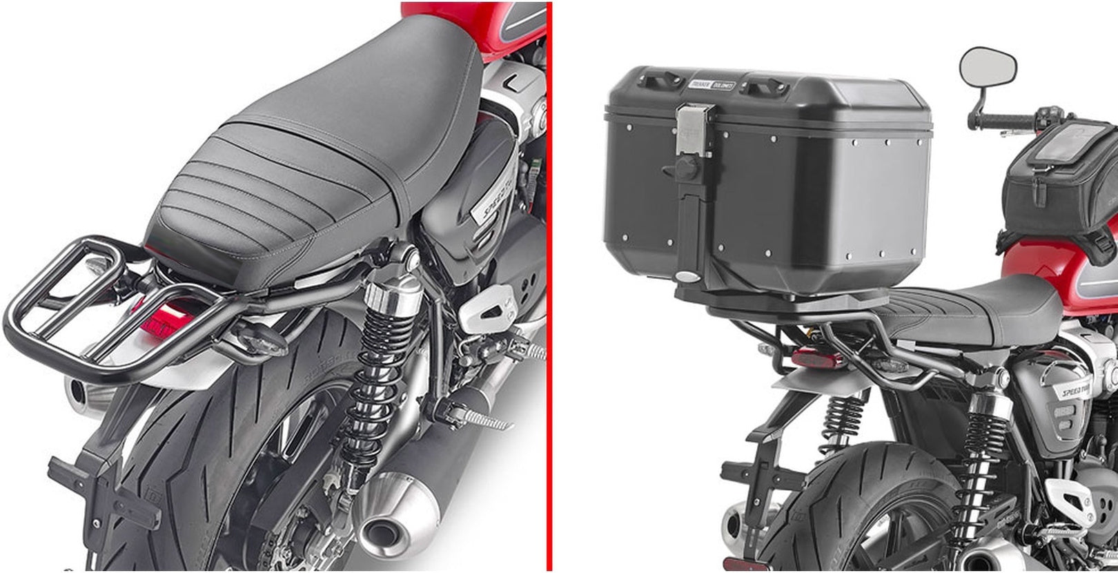 Monokey Trekker Outback Evo Smart Black Aluminium Top Case - 42 Lt Trekker Outback Evo Smart Aluminium - Givi Compatible With Triumph Speed Twin 1200 (2019-2020)