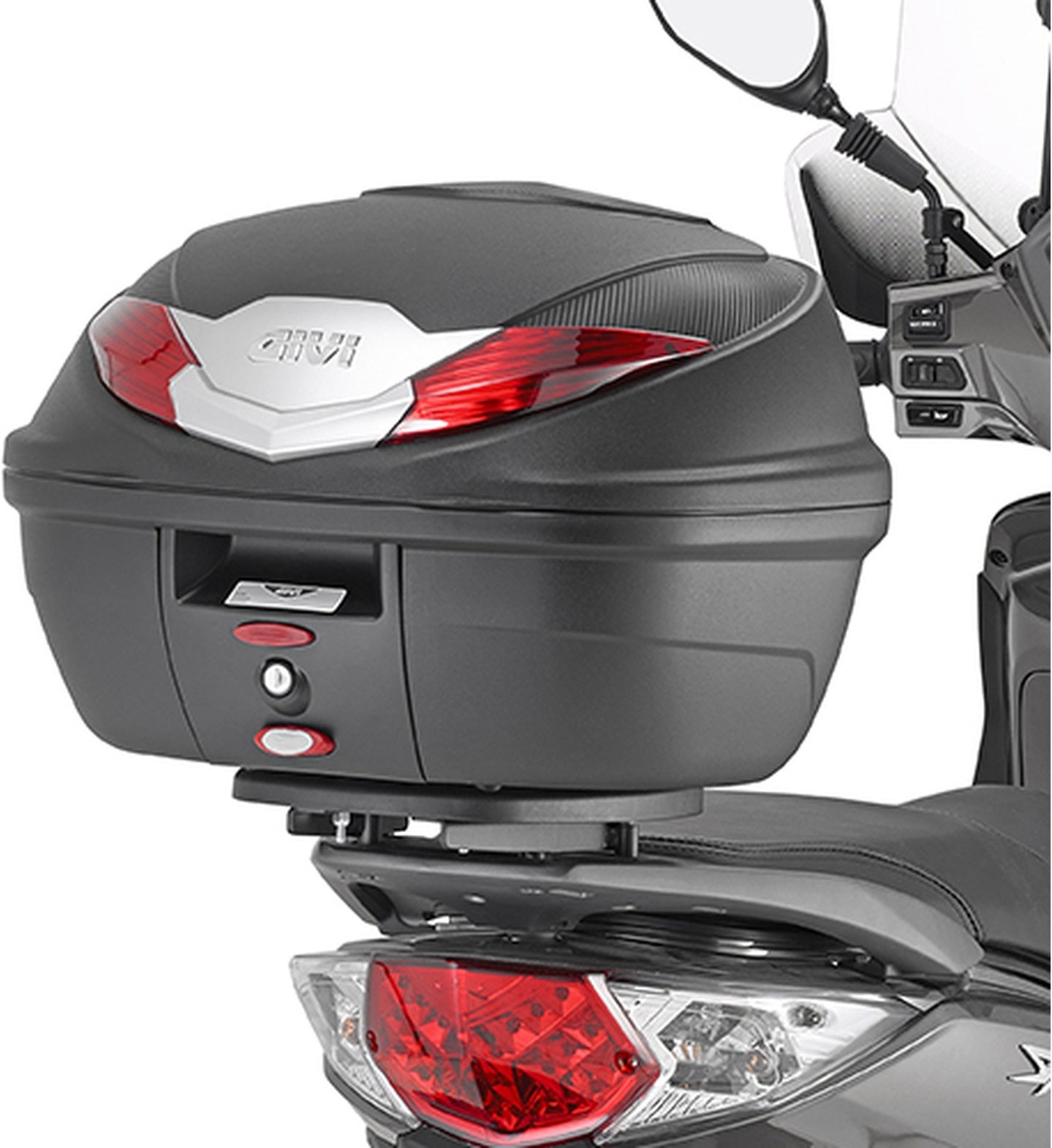 Monolock Black Tech Top Case - 30 Lt Technopolymer - Givi Compatible With Sym Symphony St 200 (2015-2020)