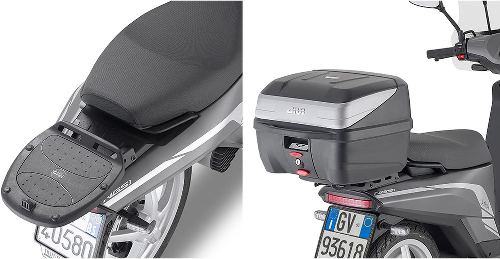 Monolock Riviera Triple Black Top Case - 46 Lt Riviera Technopolymer - Givi Compatible With Askoll Ngs3 (2020-2024)