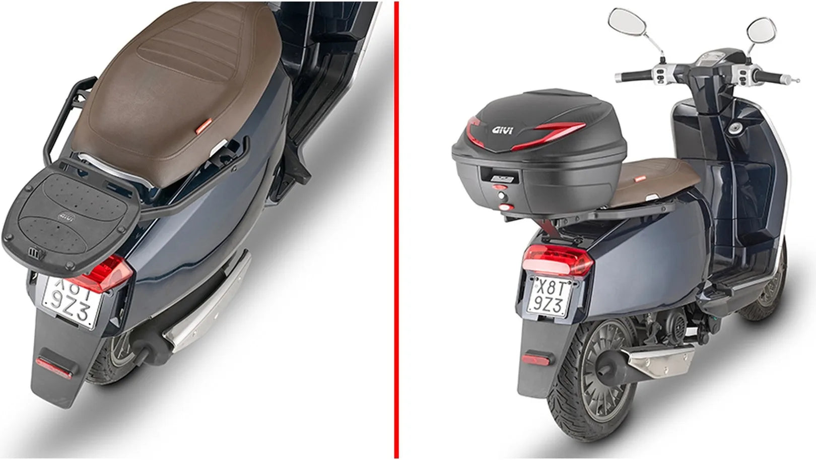 Top Case Monolock Riviera Triple Black 46 Lt Riviera Technopolymères - Givi Compatible Avec Lambretta V Special 50 - 100 - 200 (2022-2024)