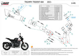 Système D'Échappement Complet Non Catalysé Et Sans Homologation Acoustique X-M5 Acier Noir Carbon - Mivv Compatible Avec Triumph Trident 660 (2021-2024)