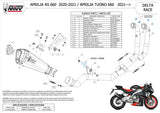 Système D'Échappement Complet Non Catalysé Et Sans Homologation Acoustique Delta Race Carbon Carbon - Mivv Compatible Avec Aprilia Rs 660 (2020-2024)